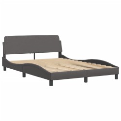 vidaXL Estructura de cama con cabecero cuero sintético gris 140x190 cm
