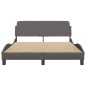 vidaXL Estructura de cama con cabecero cuero sintético gris 140x190 cm vidaXL Estructura de cama con cabecero cuero sintético gris 140x190 cm
