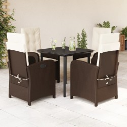 vidaXL Set comedor de jardín 5 piezas y cojines ratán sintético marrón