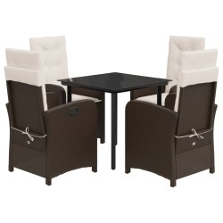 vidaXL Set comedor de jardín 5 piezas y cojines ratán sintético marrón