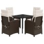 vidaXL Set comedor de jardín 5 piezas y cojines ratán sintético marrón