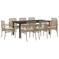 vidaXL Set comedor de jardín 9 pzas con cojines ratán sintético beige vidaXL Set comedor de jardín 9 pzas con cojines ratán sintético beige