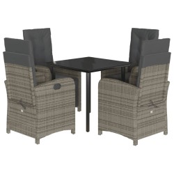 vidaXL Set comedor de jardín 5 piezas con cojines ratán sintético gris