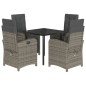 vidaXL Set comedor de jardín 5 piezas con cojines ratán sintético gris vidaXL Set comedor de jardín 5 piezas con cojines ratán sintético gris