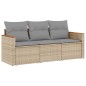 vidaXL Set sofás jardín 3 pzas y cojines ratán sintético beige mezcla vidaXL Set sofás jardín 3 pzas y cojines ratán sintético beige mezcla
