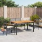vidaXL Juego comedor jardín 4 piezas con cojines ratán sintético negro
