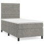 vidaXL Cama box spring con colchón terciopelo gris claro 90x190 cm vidaXL Cama box spring con colchón terciopelo gris claro 90x190 cm