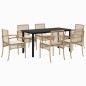 vidaXL Set comedor de jardín 7 pzas con cojines ratán sintético beige vidaXL Set comedor de jardín 7 pzas con cojines ratán sintético beige