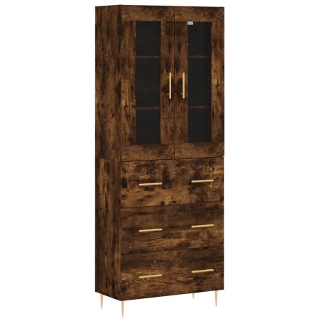 vidaXL Aparador alto madera contrachapada roble ahumado 69,5x34x180 cm