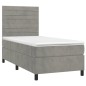vidaXL Cama box spring con colchón terciopelo gris claro 90x190 cm vidaXL Cama box spring con colchón terciopelo gris claro 90x190 cm