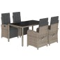 vidaXL Set comedor de jardín 5 piezas con cojines ratán sintético gris vidaXL Set comedor de jardín 5 piezas con cojines ratán sintético gris