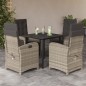 vidaXL Set comedor de jardín 5 pzas cojines ratán sintético gris claro vidaXL Set comedor de jardín 5 pzas cojines ratán sintético gris claro