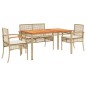 vidaXL Set comedor de jardín 5 pzas con cojines ratán sintético beige vidaXL Set comedor de jardín 5 pzas con cojines ratán sintético beige