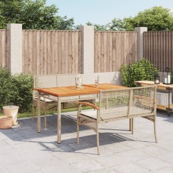 vidaXL Set comedor de jardín 3 pzas con cojines ratán sintético beige