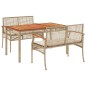 vidaXL Set comedor de jardín 3 pzas con cojines ratán sintético beige vidaXL Set comedor de jardín 3 pzas con cojines ratán sintético beige