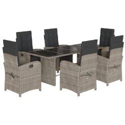 vidaXL Set comedor jardín 7 pzas y cojines ratán sintético gris claro