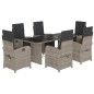 vidaXL Set comedor jardín 7 pzas y cojines ratán sintético gris claro vidaXL Set comedor jardín 7 pzas y cojines ratán sintético gris claro