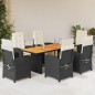 vidaXL Set de comedor de jardín 7 pzas y cojines ratán sintético negro vidaXL Set de comedor de jardín 7 pzas y cojines ratán sintético negro