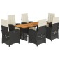 vidaXL Set de comedor de jardín 7 pzas y cojines ratán sintético negro vidaXL Set de comedor de jardín 7 pzas y cojines ratán sintético negro