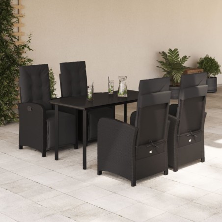 vidaXL Set de muebles jardín 5 pzas con cojines ratán sintético negro