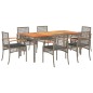 vidaXL Set comedor jardín 7 pzas y cojines ratán sintético gris