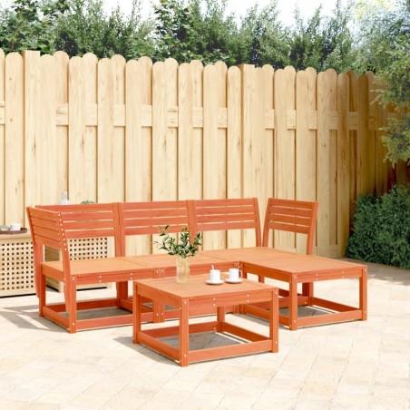 vidaXL Juego de muebles jardín 4 pzas madera maciza pino marrón cera
