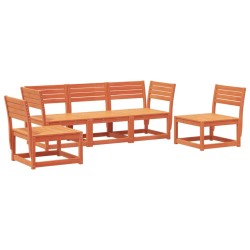 vidaXL Juego de sofás de jardín 5 pzas madera maciza pino marrón cera