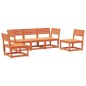 vidaXL Juego de sofás de jardín 5 pzas madera maciza pino marrón cera vidaXL Juego de sofás de jardín 5 pzas madera maciza pino marrón cera