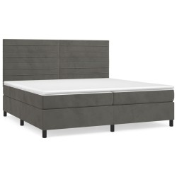 vidaXL Cama box spring con colchón terciopelo gris oscuro 200x200 cm