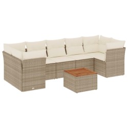 vidaXL Juego de sofás de jardín con cojines beige 8 pzas ratán PE