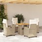 vidaXL Set comedor de jardín 5 pzas con cojines ratán sintético beige