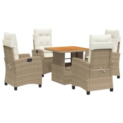 vidaXL Set comedor de jardín 5 pzas con cojines ratán sintético beige