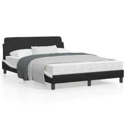 vidaXL Estructura de cama con cabecero cuero sintético negro y blanco