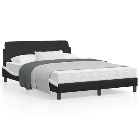 vidaXL Estructura de cama con cabecero cuero sintético negro y blanco