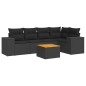 vidaXL Set de sofás de jardín 6 piezas y cojines ratán sintético negro vidaXL Set de sofás de jardín 6 piezas y cojines ratán sintético negro