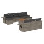 vidaXL Set de sofás de jardín 11 pzas y cojines ratán sintético gris vidaXL Set de sofás de jardín 11 pzas y cojines ratán sintético gris
