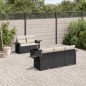 vidaXL Set de sofás de jardín 6 piezas y cojines ratán sintético negro vidaXL Set de sofás de jardín 6 piezas y cojines ratán sintético negro