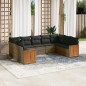 vidaXL Set de muebles de jardín 9 pzas y cojines ratán sintético gris vidaXL Set de muebles de jardín 9 pzas y cojines ratán sintético gris