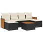 vidaXL Set de comedor de jardín 7 pzas y cojines ratán sintético negro