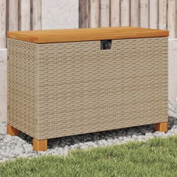 vidaXL Caja de almacenaje jardín madera acacia ratán beige 80x40x48 cm