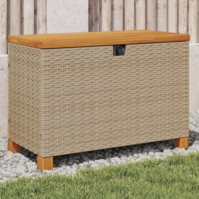 vidaXL Caja de almacenaje jardín madera acacia ratán beige 80x40x48 cm vidaXL Caja de almacenaje jardín madera acacia ratán beige 80x40x48 cm