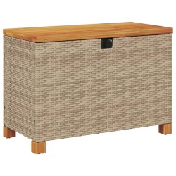vidaXL Caja de almacenaje jardín madera acacia ratán beige 80x40x48 cm