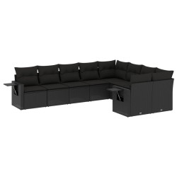vidaXL Set de sofás de jardín 8 piezas y cojines ratán sintético negro