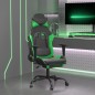 vidaXL Silla gaming con reposapiés cuero sintético negro verde vidaXL Silla gaming con reposapiés cuero sintético negro verde