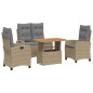 vidaXL Set de comedor jardín con cojines 4 pzas ratán sintético beige vidaXL Set de comedor jardín con cojines 4 pzas ratán sintético beige