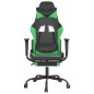 vidaXL Silla gaming con reposapiés cuero sintético negro verde vidaXL Silla gaming con reposapiés cuero sintético negro verde
