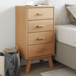 vidaXL Mesita de noche OLDEN madera maciza de pino marrón