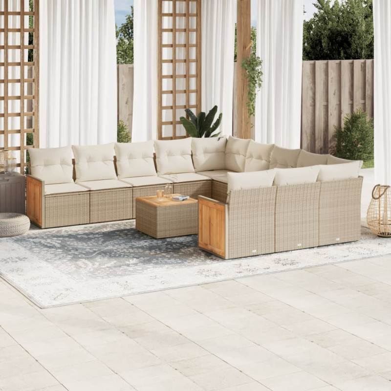 vidaXL Set de sofás de jardín 12 pzas y cojines ratán sintético marrón vidaXL Set de sofás de jardín 12 pzas y cojines ratán sintético marrón