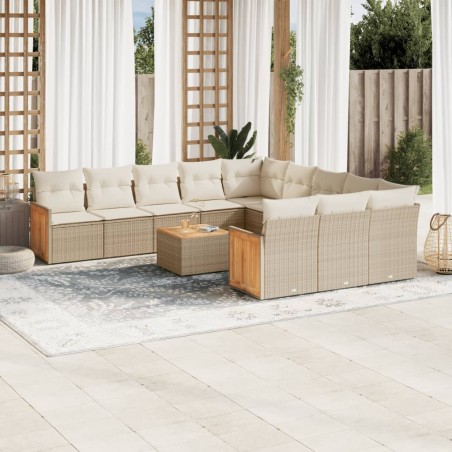 vidaXL Set de sofás de jardín 12 pzas y cojines ratán sintético marrón