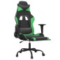 vidaXL Silla gaming con reposapiés cuero sintético negro verde vidaXL Silla gaming con reposapiés cuero sintético negro verde